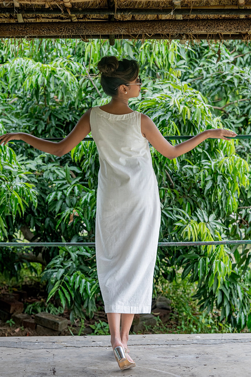 Back View of Black on White South Cotton Dress