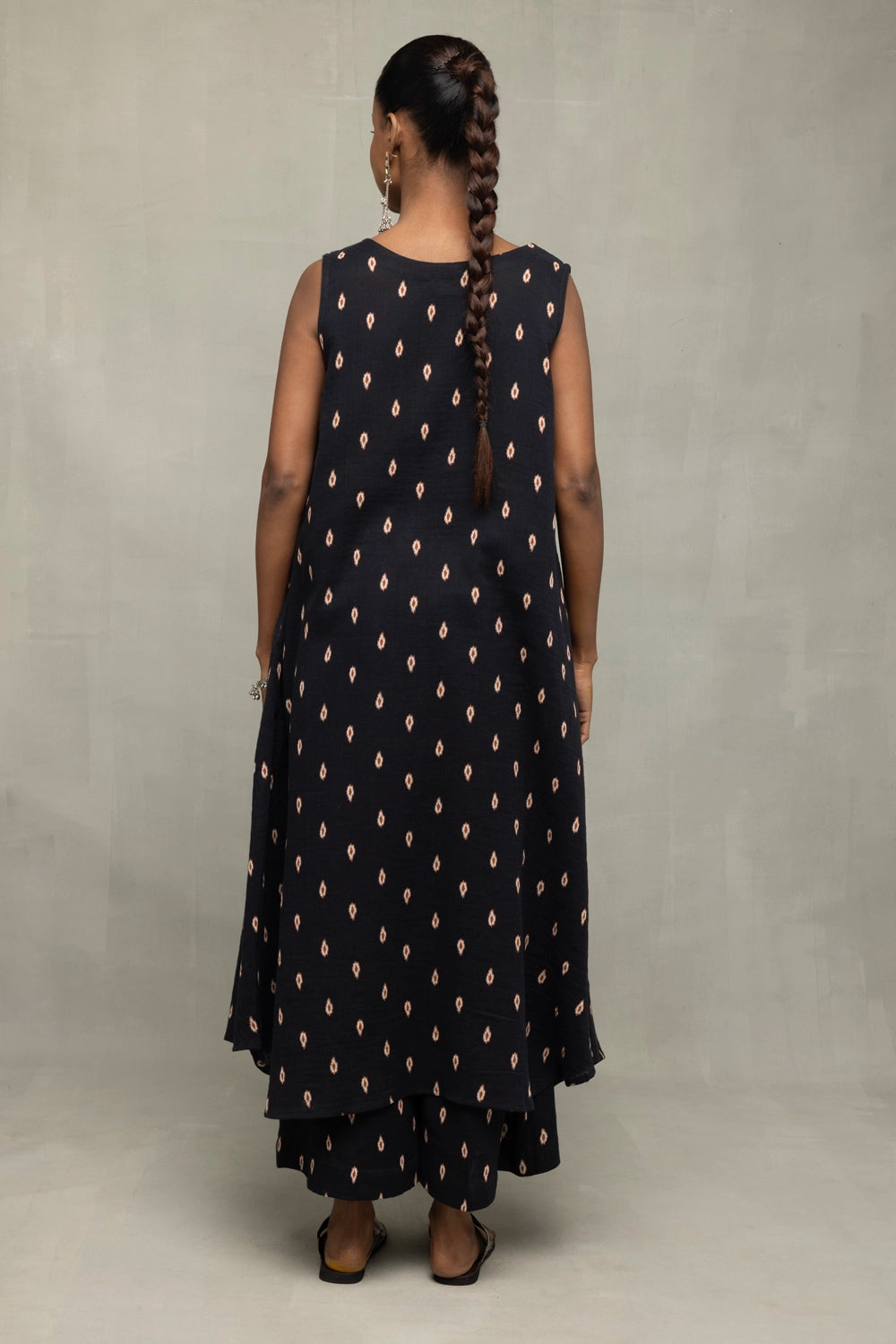 Back View of Black Oval Dot Pure Cotton Co-ord Set