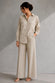 Beige Essence Embroidered Linen Co-Ord Set