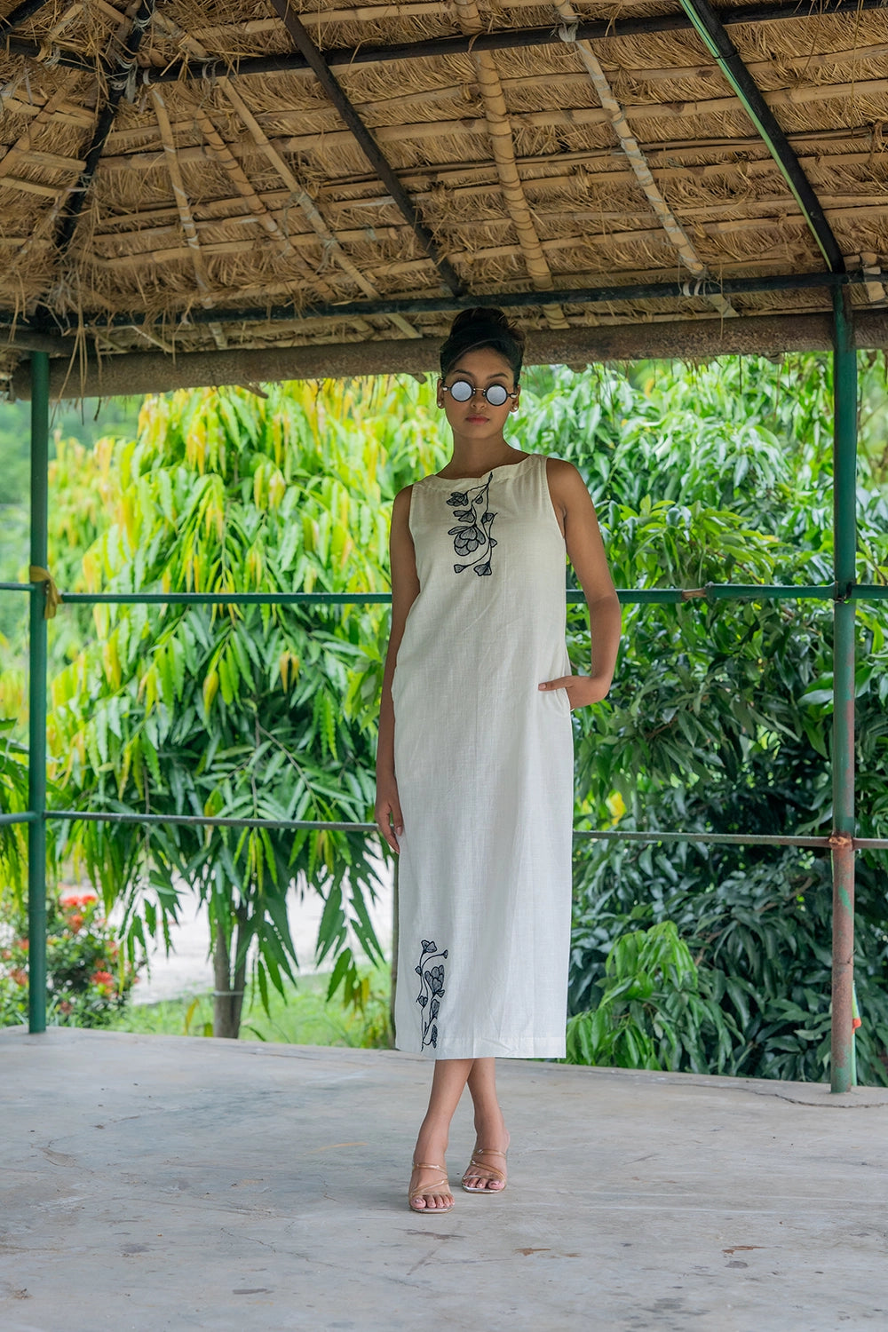 Black on White South Cotton Dress
