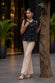 Black White Cotton Woven Top