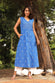 Blue Butterfly Woven Pure Cotton Kurta with White Malai Cotton Pant Set