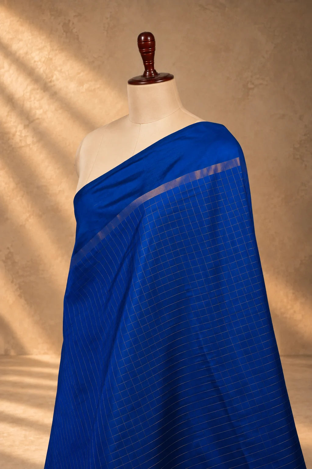 Royal Blue Kanjivaram Pure Silk Zari Checks Dupatta-Sutra Art of Clothing