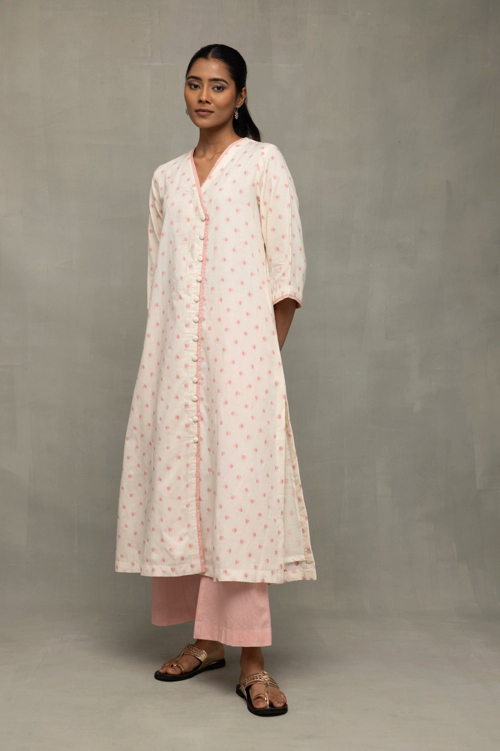 Blush Pink and White Heart Woven Co-ord Set