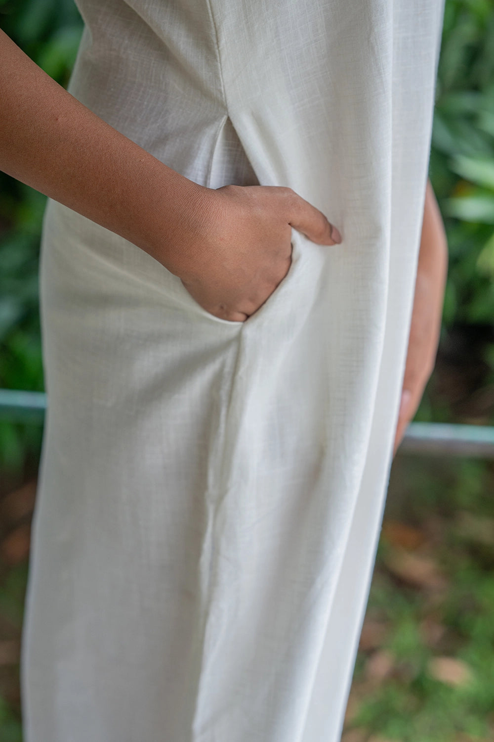 Classic Black on White South Cotton Dress for Casual Wear