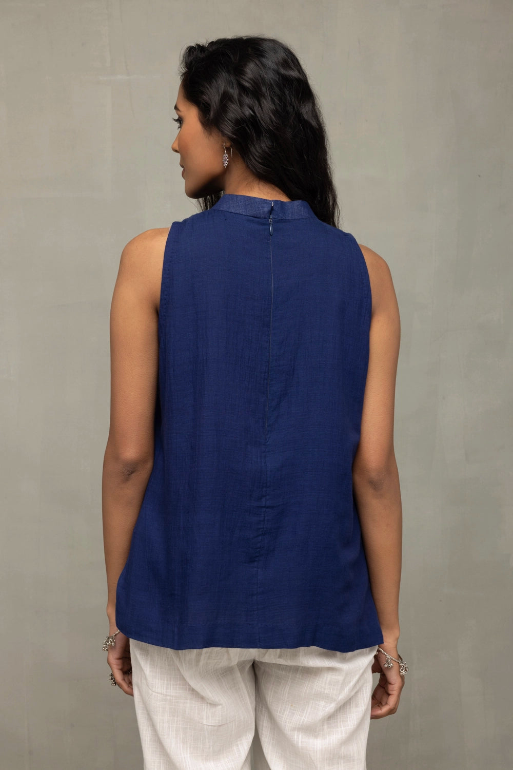 Classic Indigo Handwoven Halter Neck Top for Beach and Resort Wear