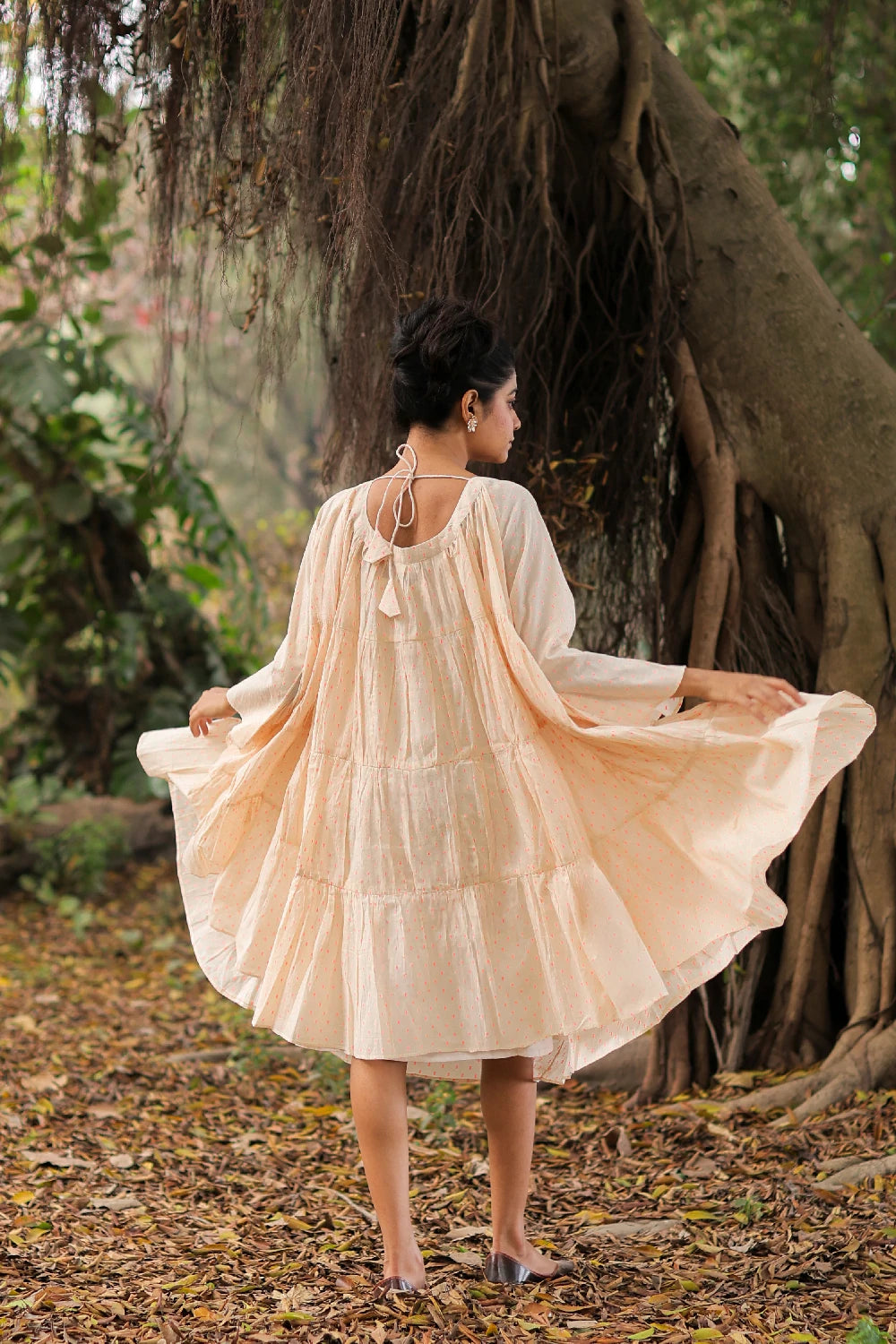 Close Up of Fabric Texture and Flare Detailing on Dew Cotton Dress