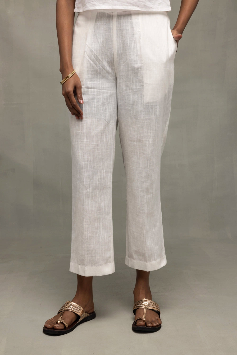 Close Up of Floral Embroidery Detailing on Ivory South Cotton Co-ord Set