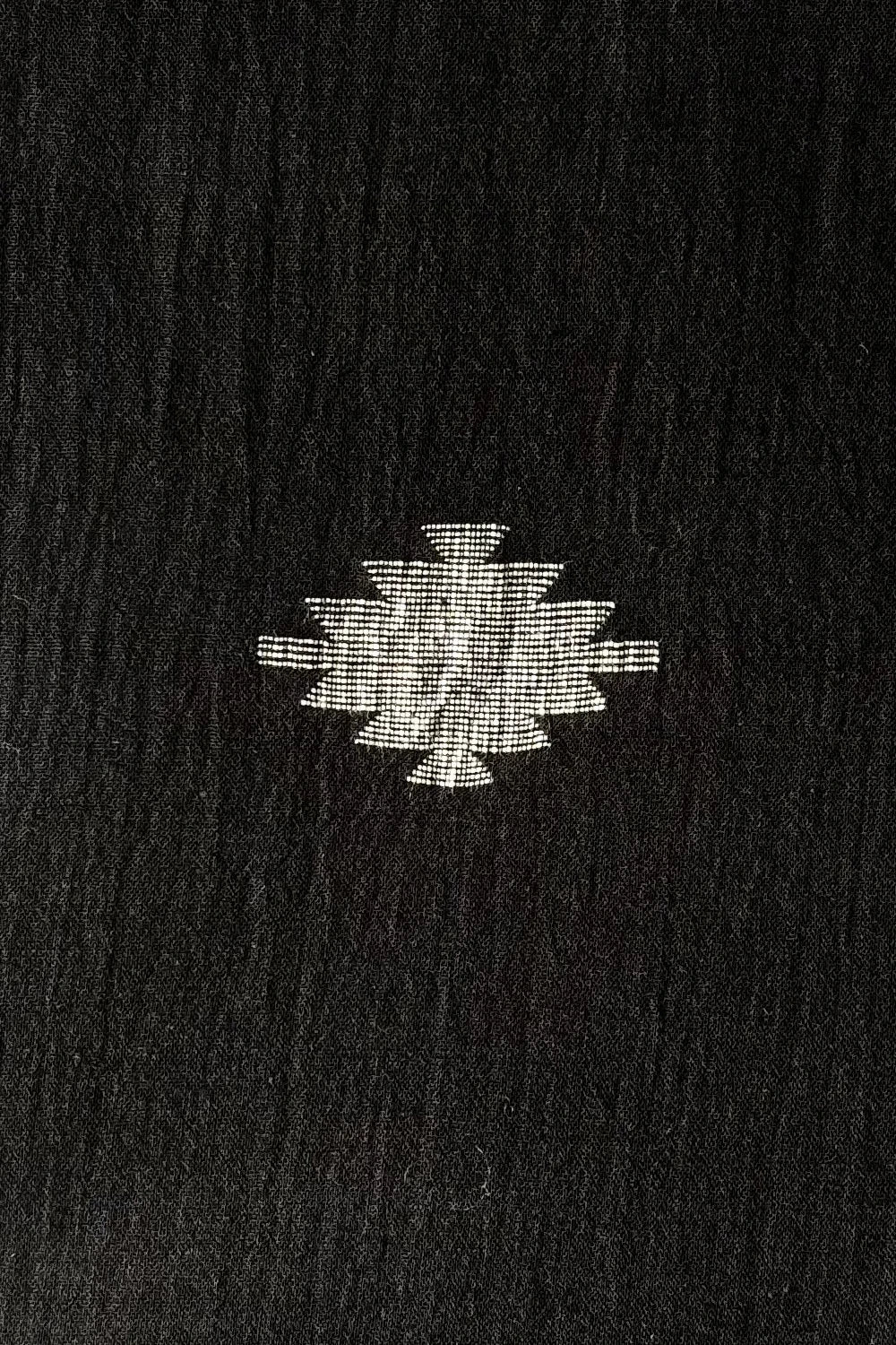 Close Up of Yantra Motifs on Black Handloom Jamdani Dupatta