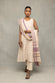 Cream and Mauve South Cotton Zari Kurta Set with Dupatta