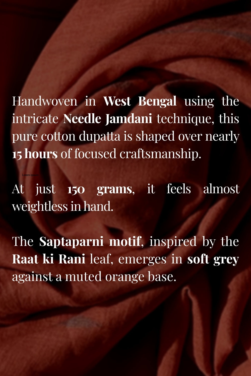 Handloom Muted Orange Saptparni Jamdani Dupatta