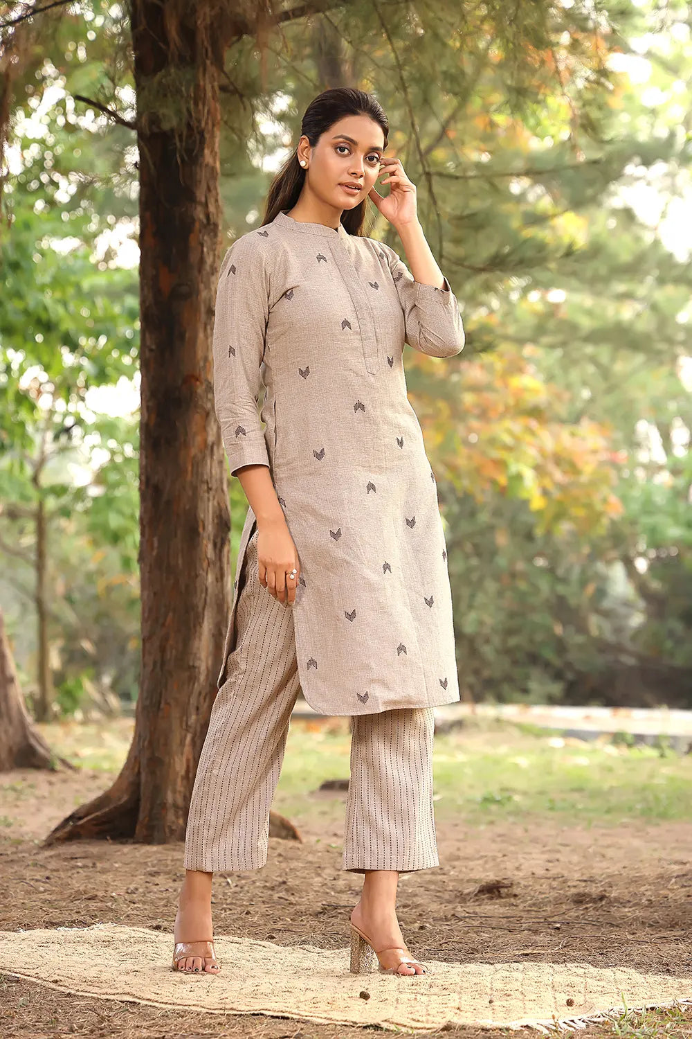 Elegant Beige Pure Cotton Kurta Set for Festive and Ethnic Wear