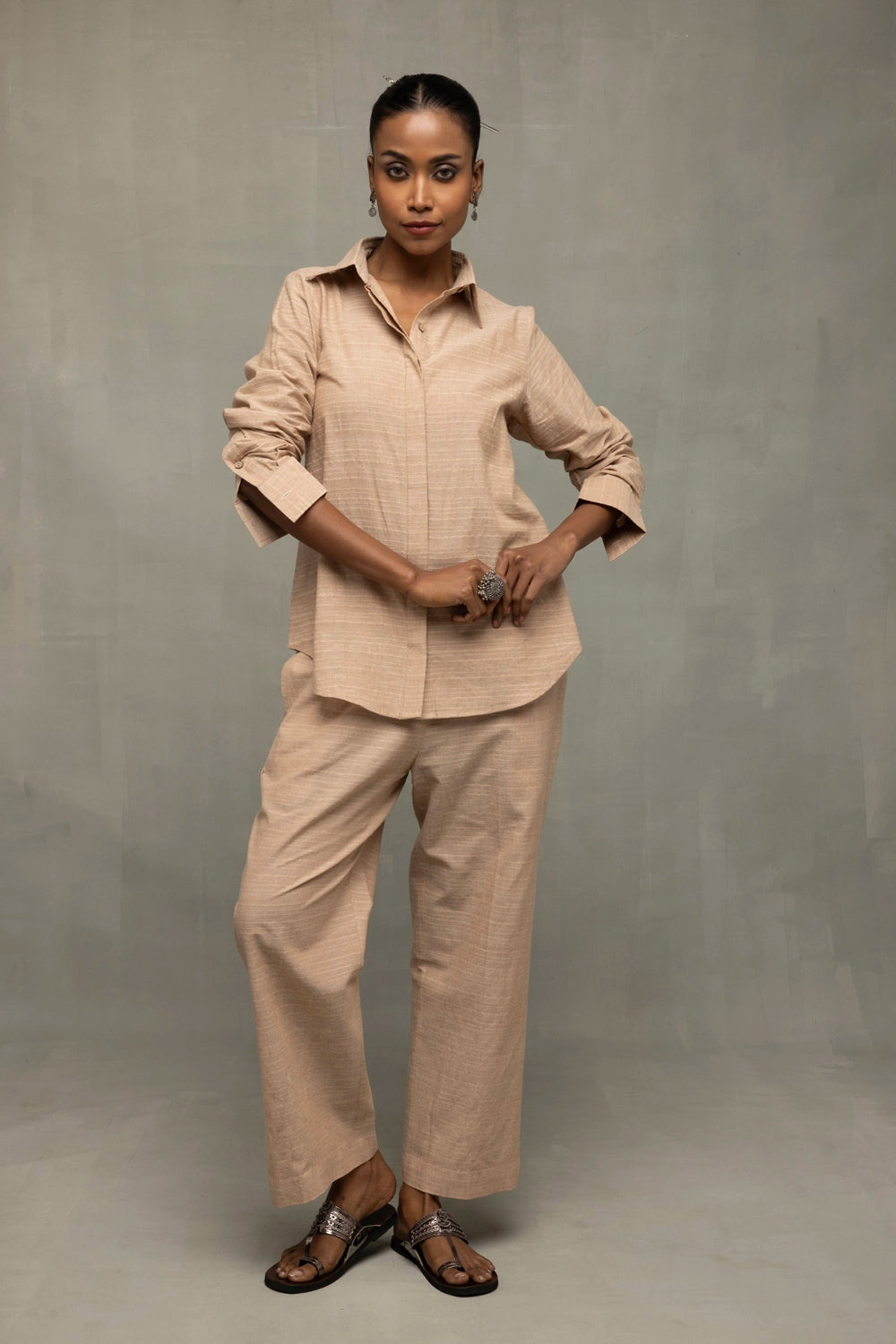 Elegant Beige Pure South Cotton Co-ord Set for Festive and Ethnic Wear