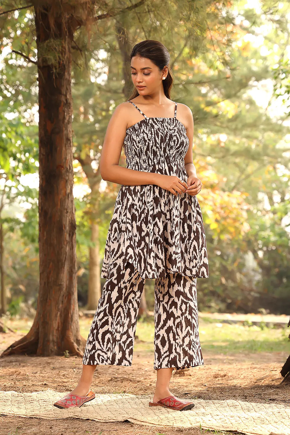 Elegant Chocolate Brown Pure Cotton Co-ord Set for Festive and Ethnic Wear