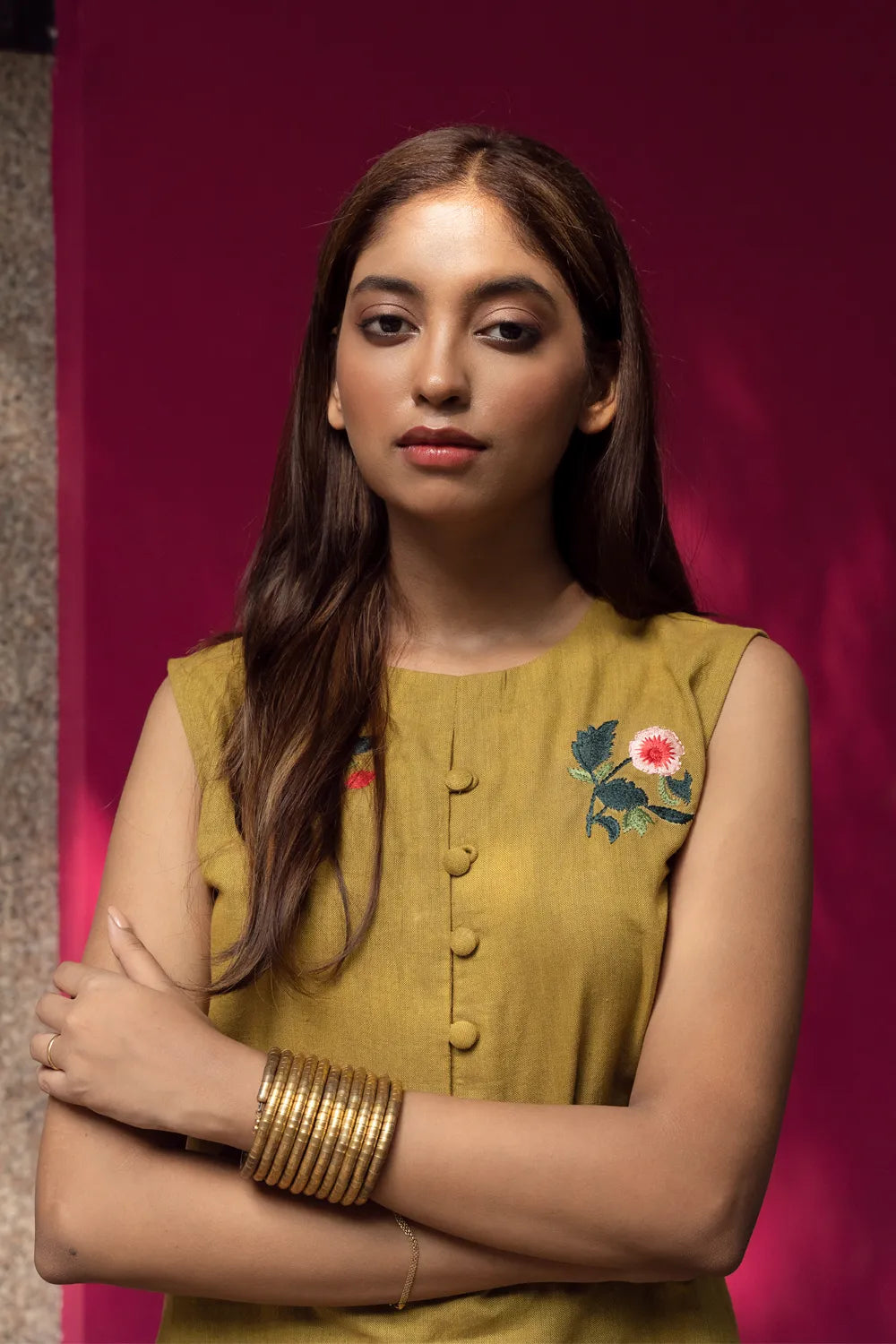 Elegant Olive Green Khadi Cotton Co-ord Set for Festive and Ethnic Wear