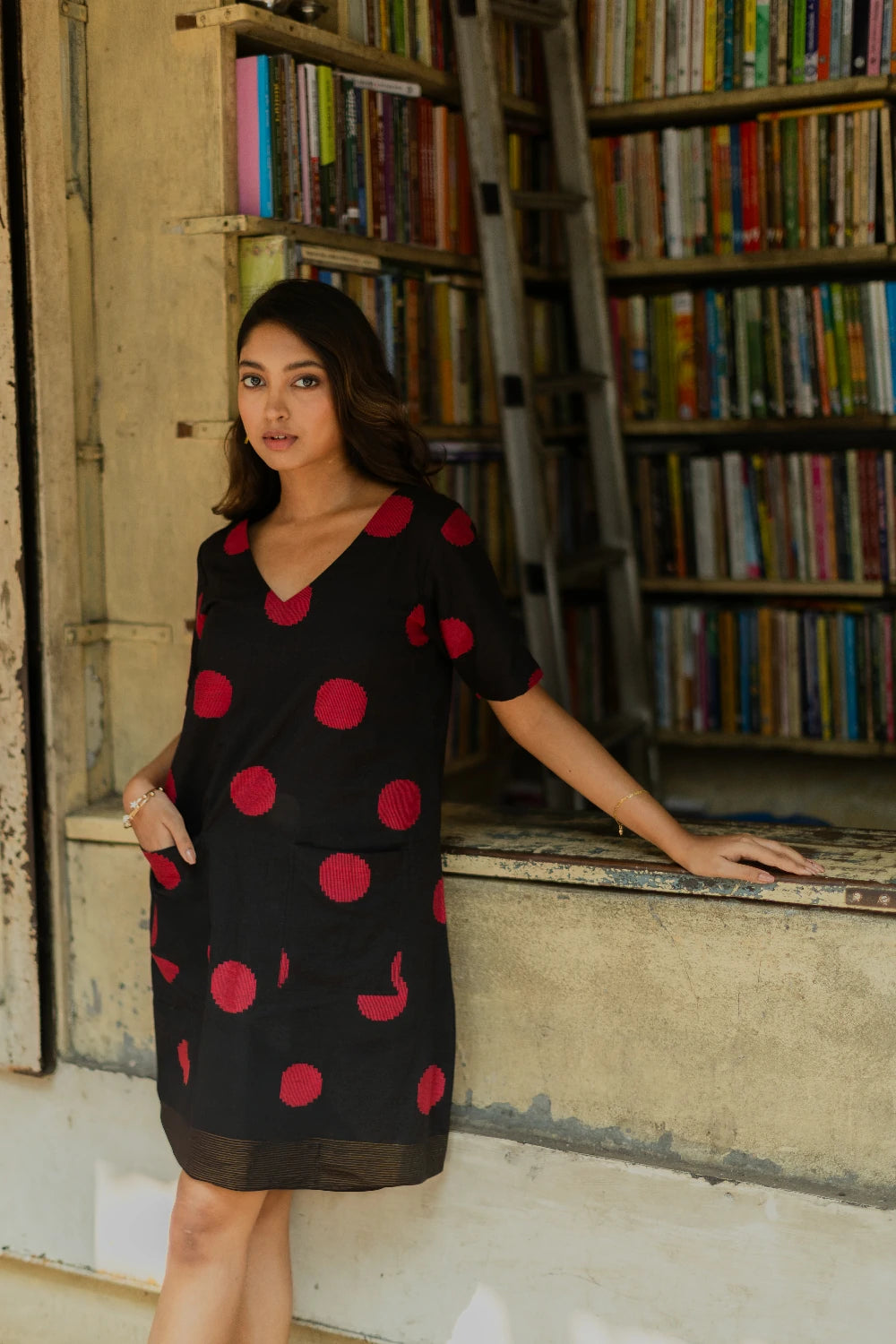 Elegant Pink Pop South Cotton Dress for Festive Wear