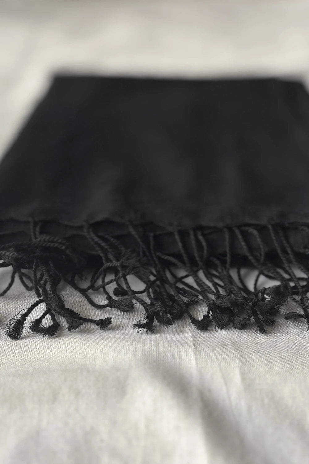 Elegant Plain Black Handloom Dupatta for Festive Wear