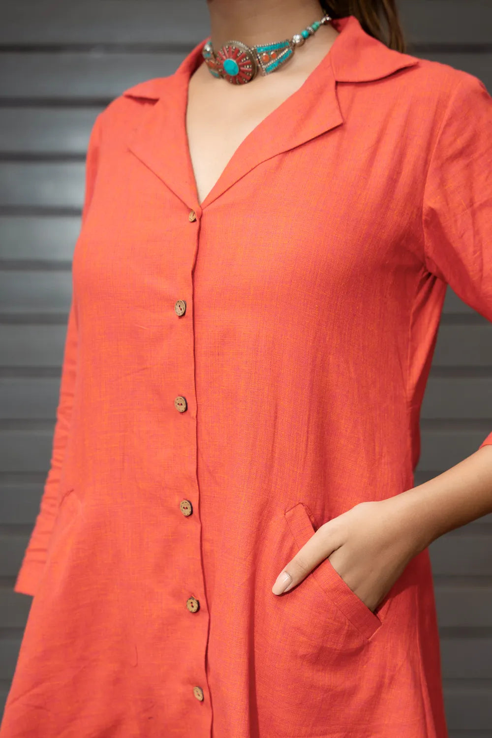 Elegant Tangerine Orange Pure Cotton Co-ord Set for Festive and Ethnic Wear