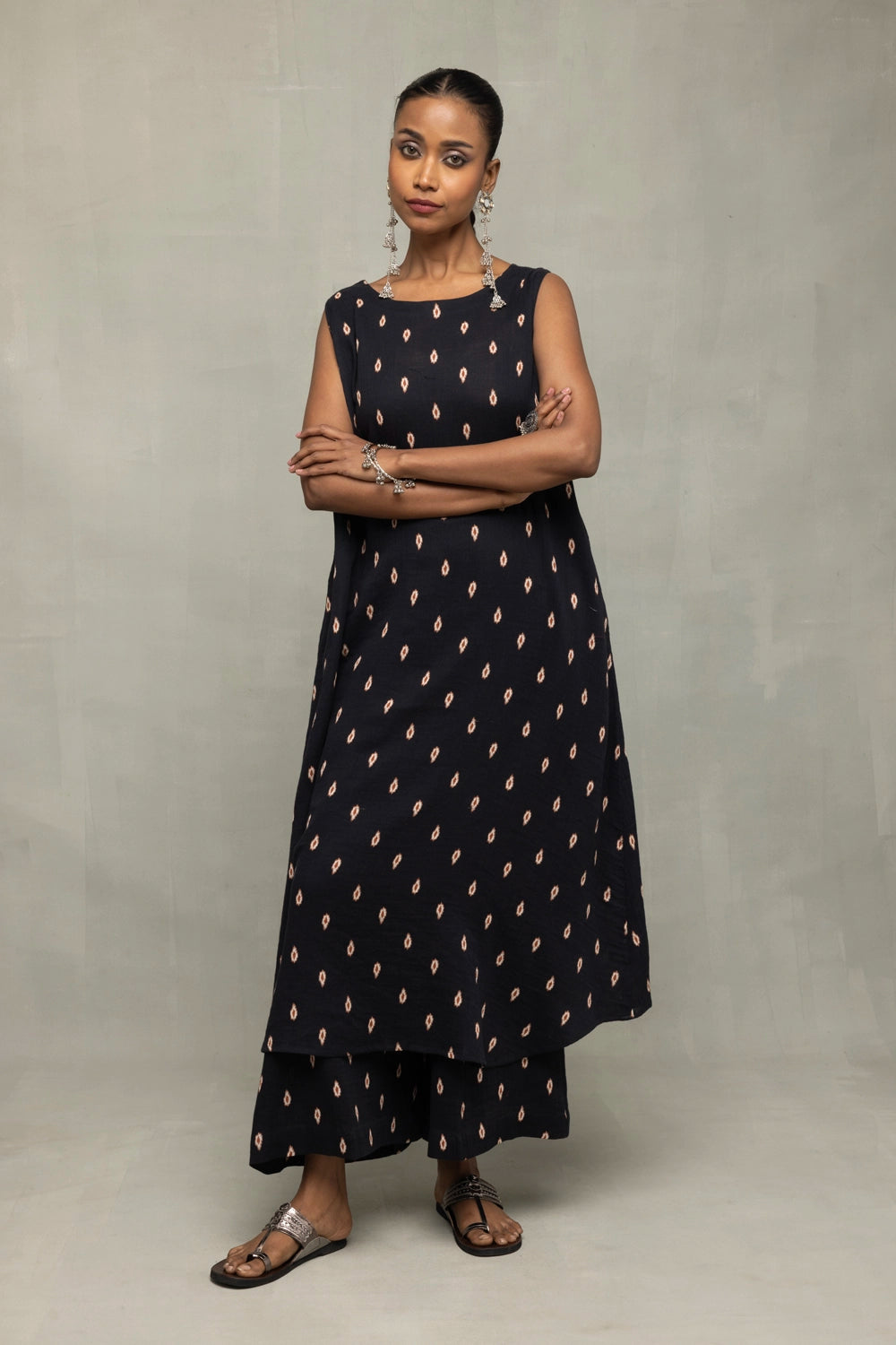 Handcrafted Black Oval Dot Pure Cotton Co-ord Set for Casual Everyday Wear