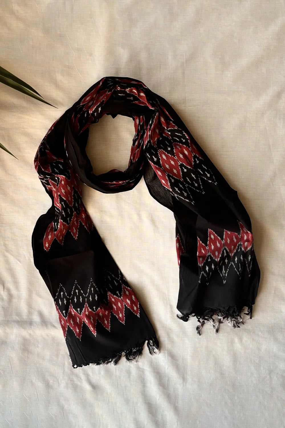 Handloom Multi Maroon Rust Ikkat Dupatta