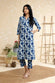 Indigo Pure Cotton Floral Big Block Print Kurta Set