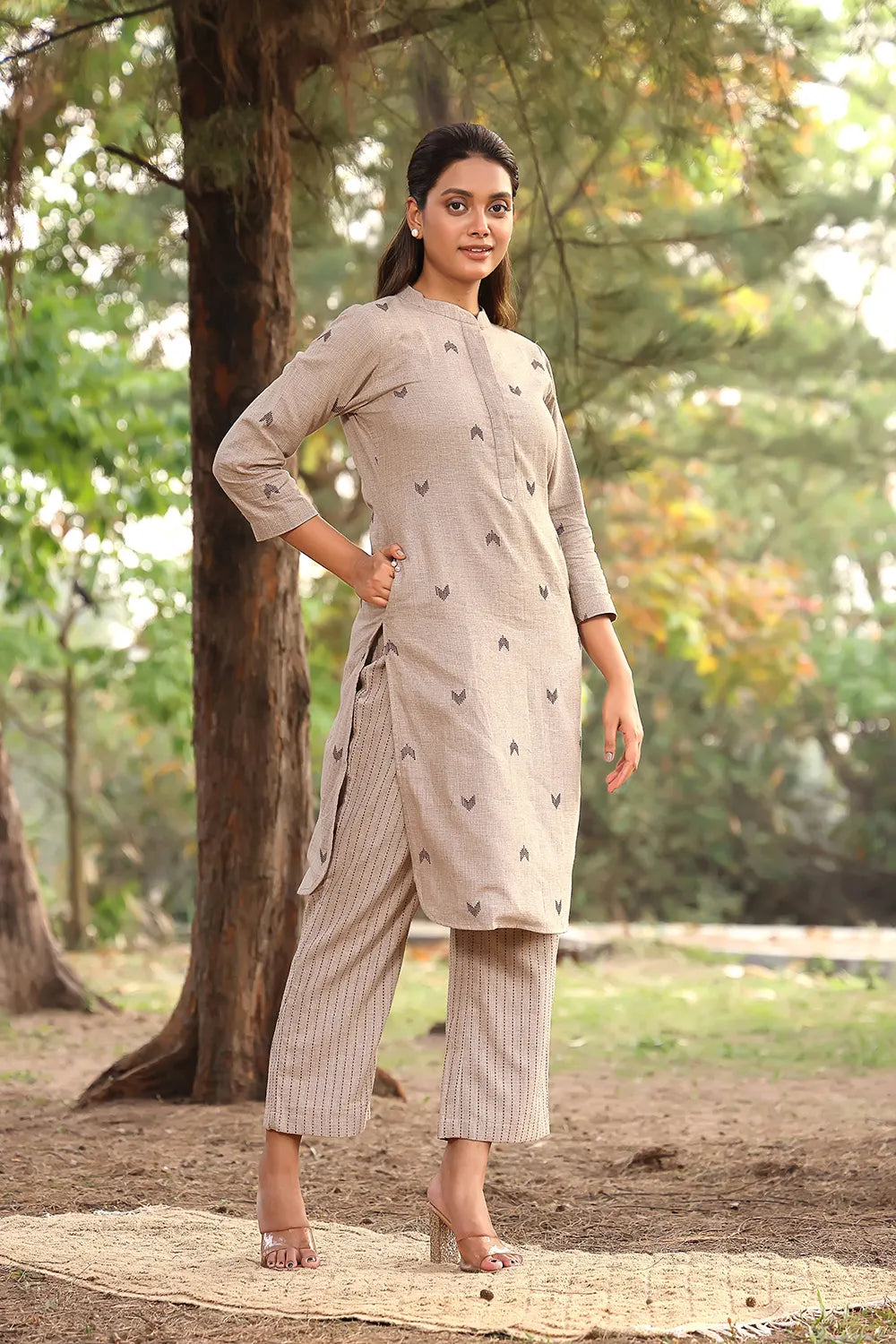 Lightweight Breathable Beige Pure Cotton Kurta Set for Everyday Wear