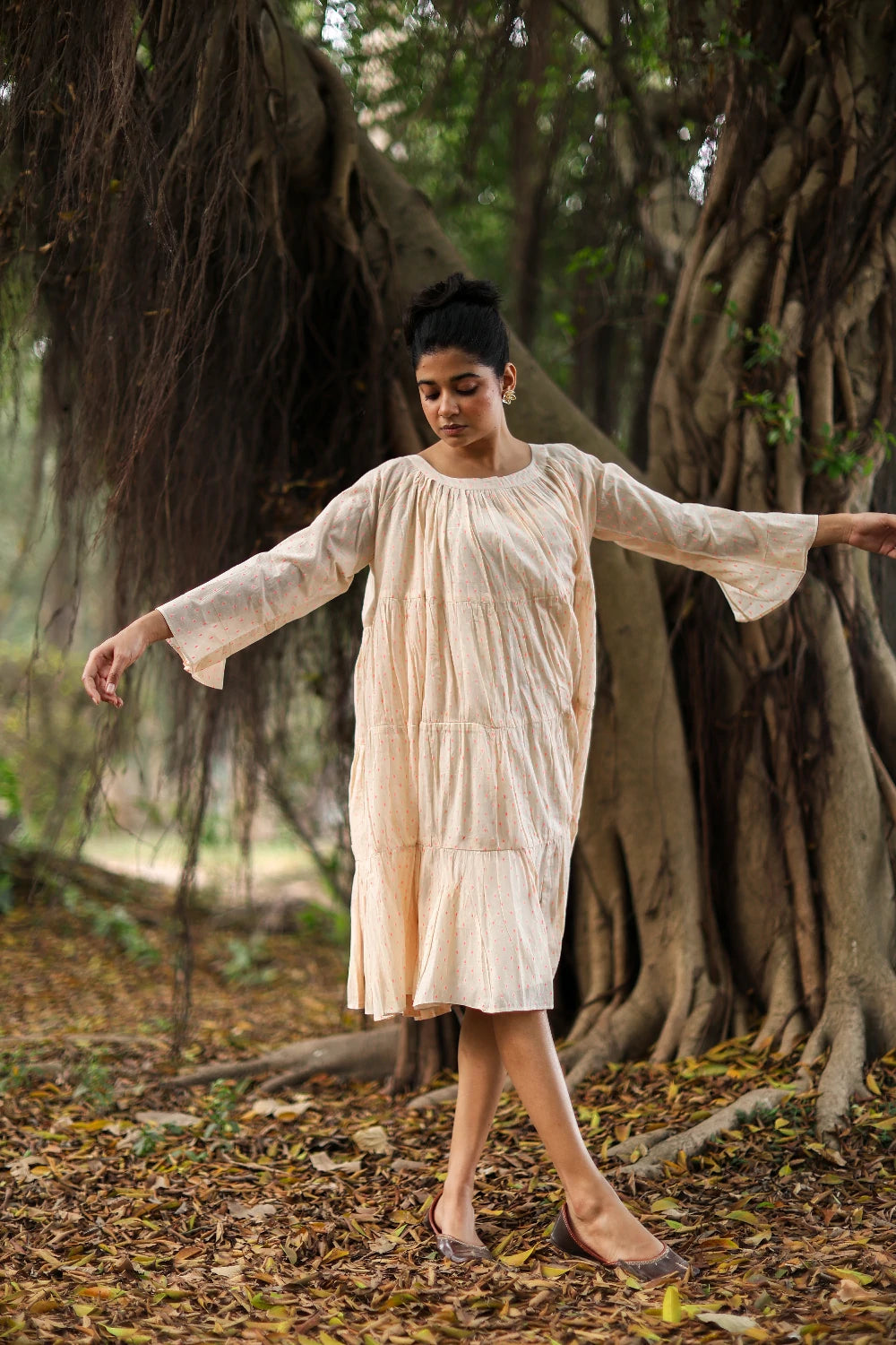 Lightweight Breathable Dew Cotton Flared Dress for Everyday Casual Wear