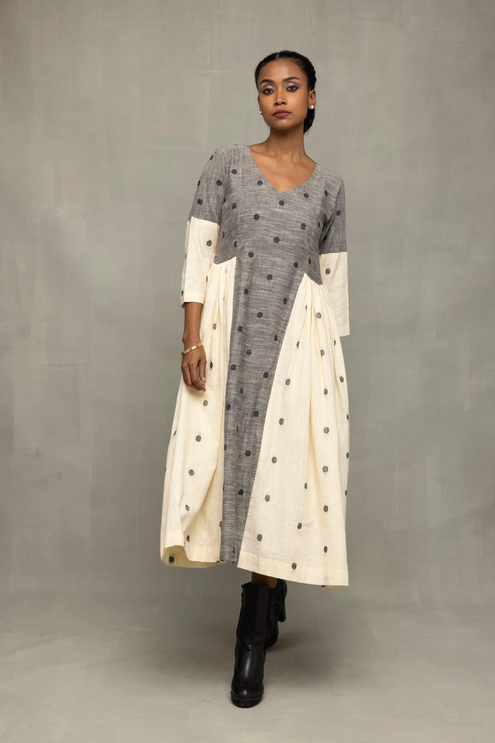 Lightweight Breathable Greyscape South Cotton Dress for Everyday Wear