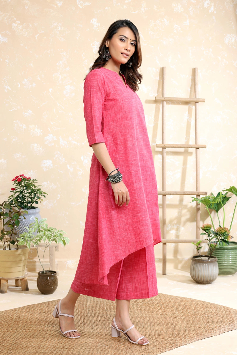 Lightweight Breathable Pink Pure Cotton Co-ord Set for Everyday Wear