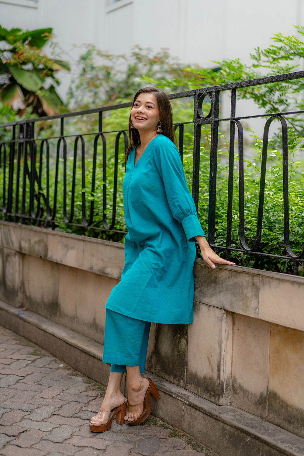 Lightweight Breathable Teal Green Pure Cotton Co-ord Set for Everyday Wear