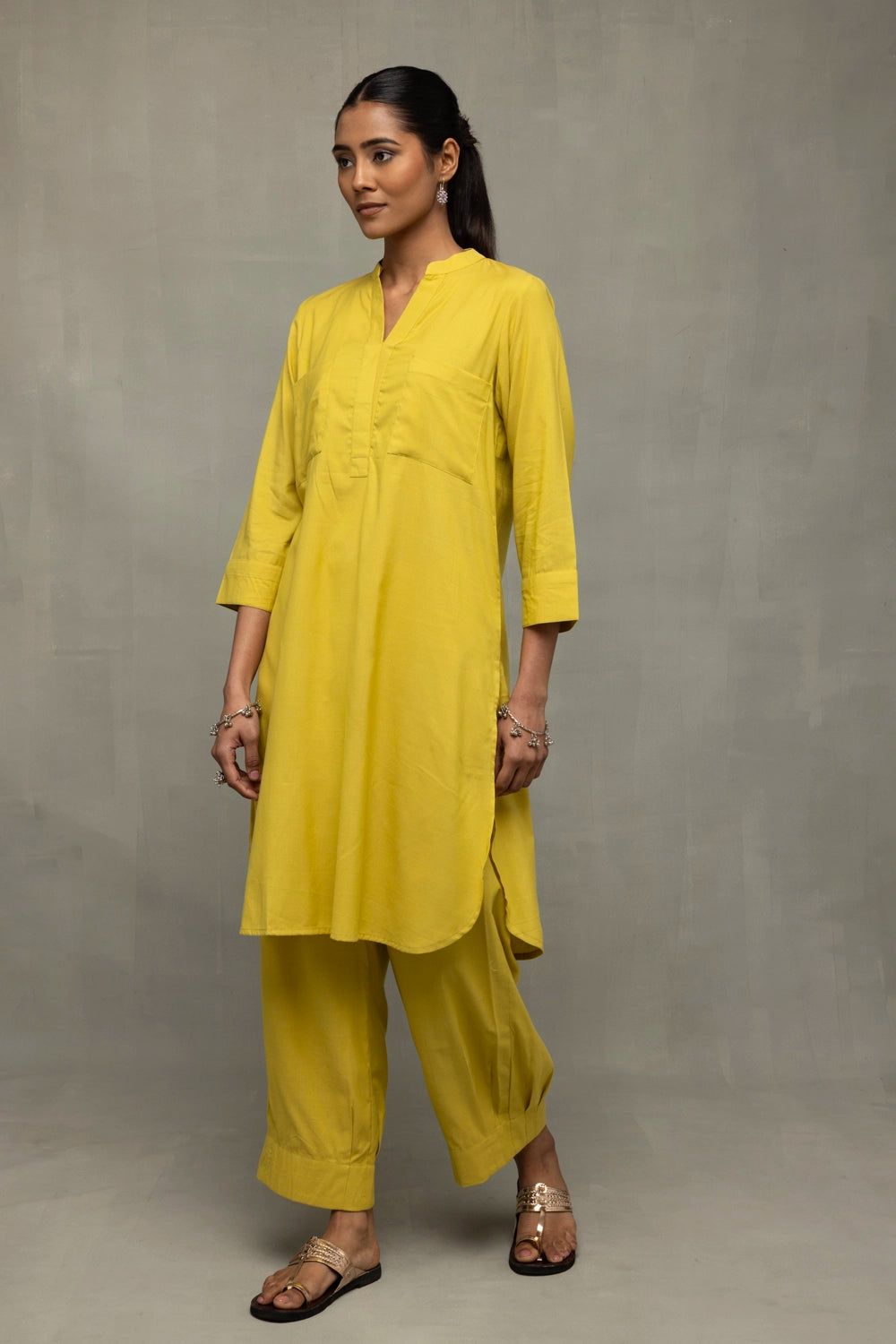 Lightweight Breathable Yellow Bloom Banana Cotton Co-ord Set for Everyday Wear