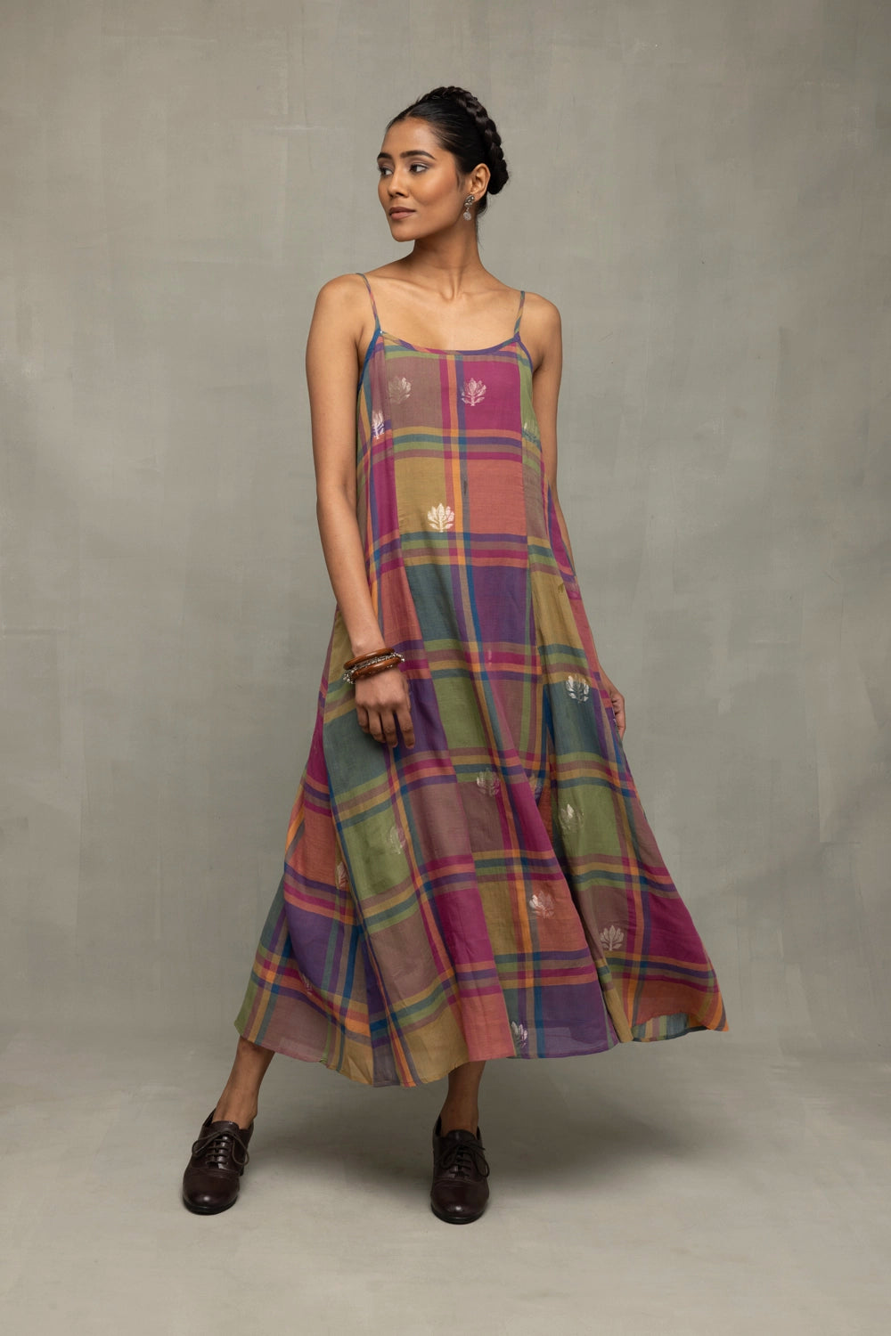 Lightweight Pure Cotton Jamdani Dress with A Line Silhouette