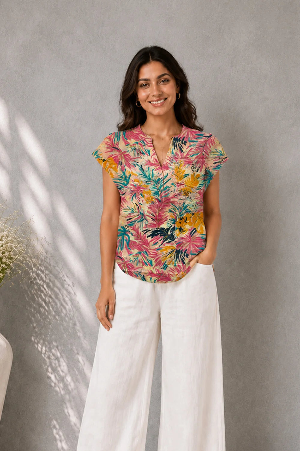 Pink Multicolour Hand Block Print Top