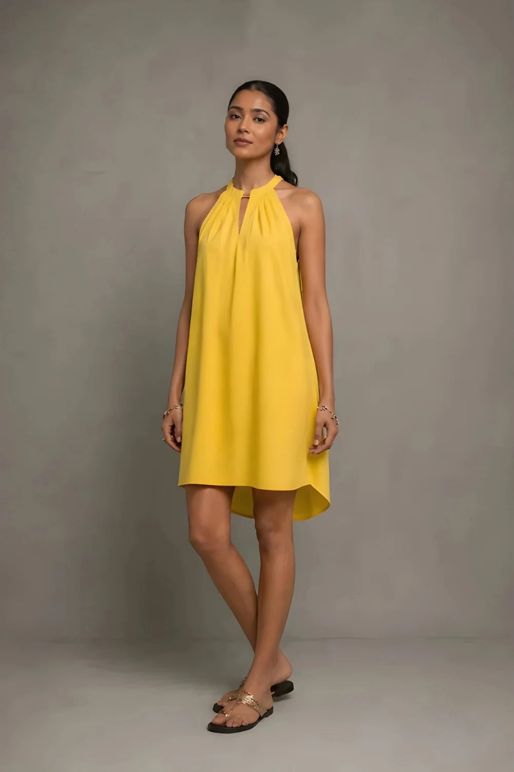 Plantain Yellow Bloom Banana Cotton Dress