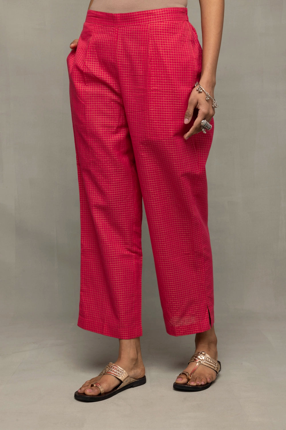 Premium Amaranth Radiance Handwoven South Cotton Kurta Set for Office Wear