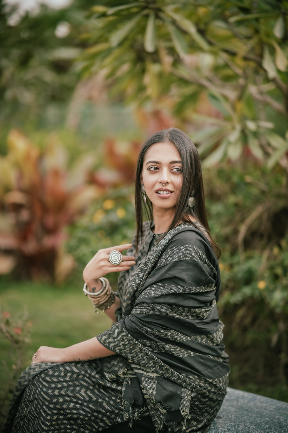 Premium Black Cotton Silk Woven Kurta Set with Dupatta for Office Wear
