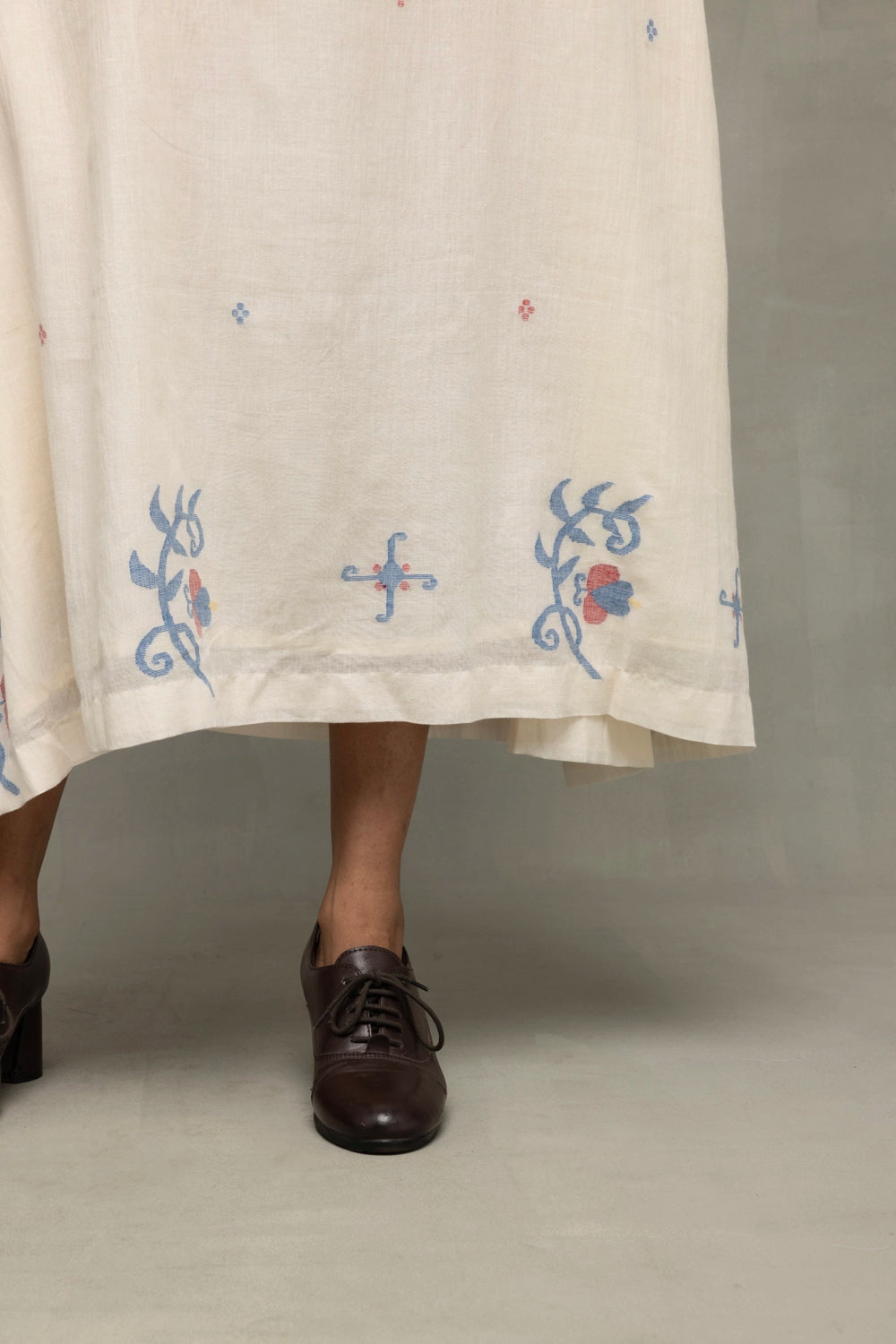 Premium Cream Bela Buta Pure Cotton Jamdani Dress for Everyday Wear