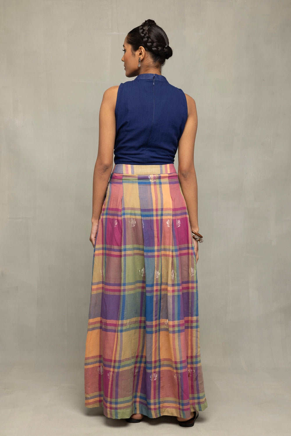 Premium Lotus Meadow Checkered Jamdani Skort for Office and Casual Wear
