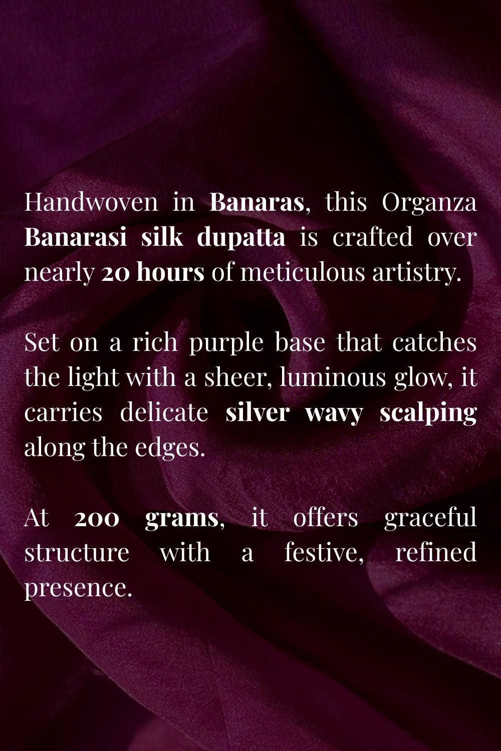 Premium Rich Purple Organza Banarasi Dupatta for Ethnic and Bridal Wear