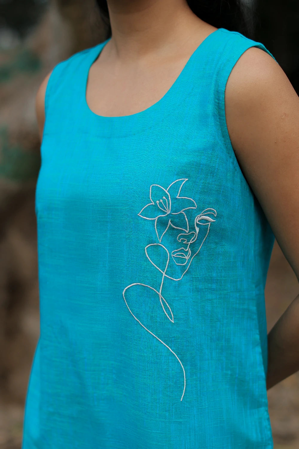 Premium Turquoise Muse Cotton Dress for Wedding and Festive Wear