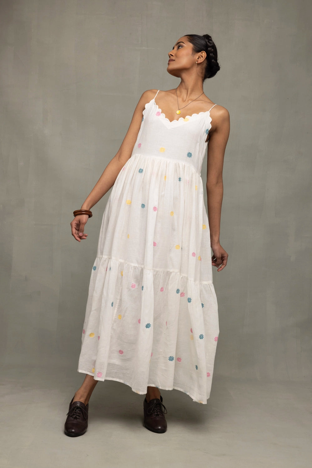 Premium White Gulrang Pure Cotton Jamdani Dress for Everyday Wear