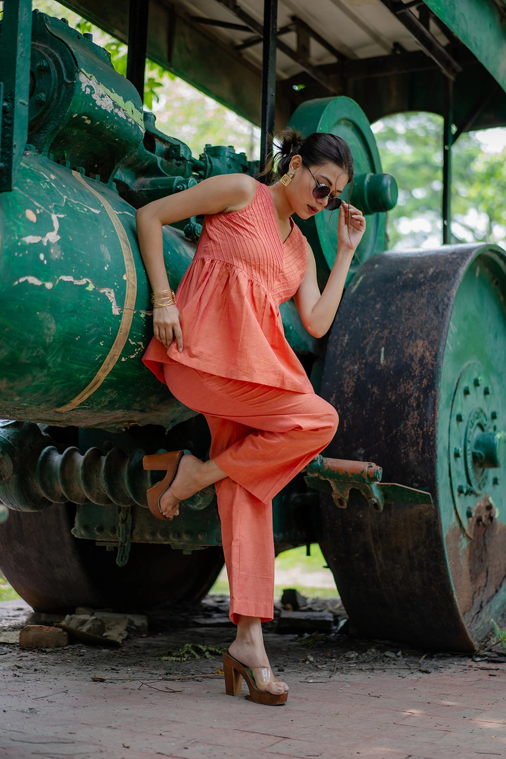 Relaxed Fit Gajri Malai Cotton Co-ord Set for Summer Wear
