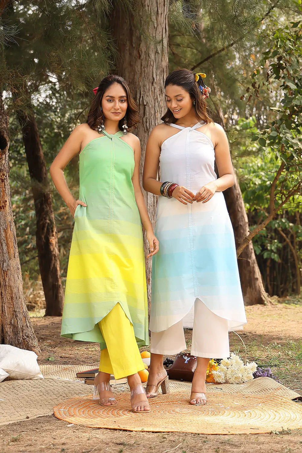 relaxed-fit-white-blue-striped-pure-cotton-co-ord-set-for-summer-wear