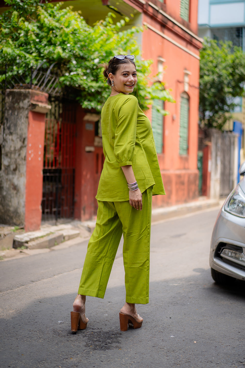 Soft Green Malai Cotton Co-ord Set for Casual Wear