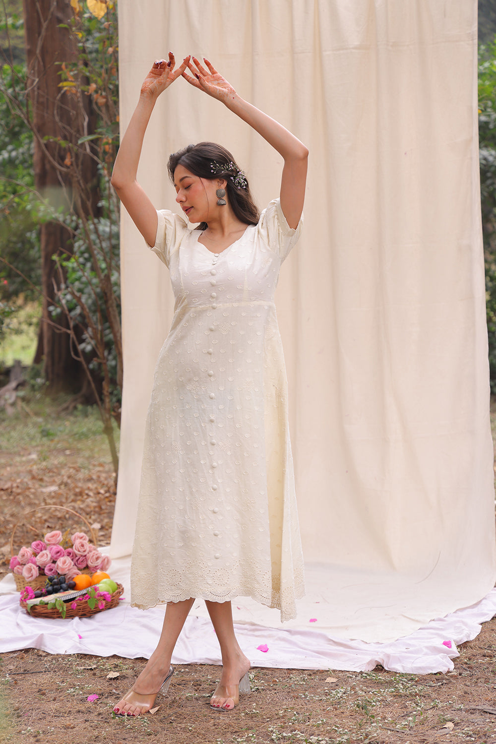 Soft Off White Cotton Dress for Casual and Weekend Wear