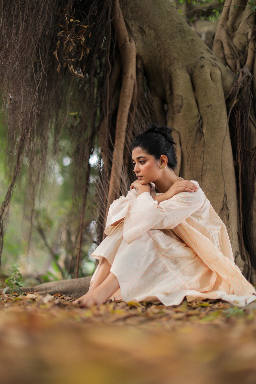 Soft Off White Cotton Flared Dress for Casual and Weekend Wear