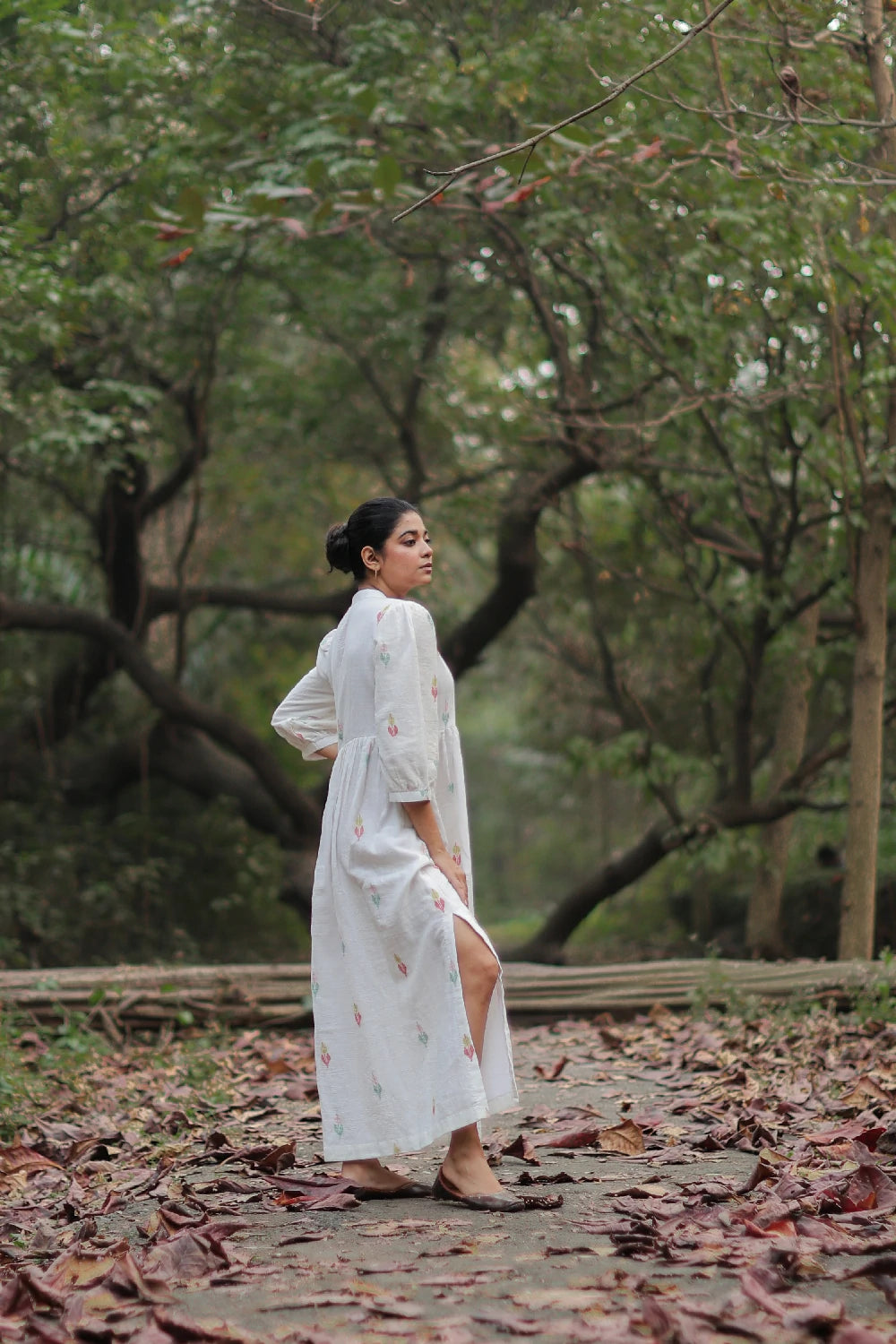 Soft Off White Cotton Jamdani Dress for Weekend Wear