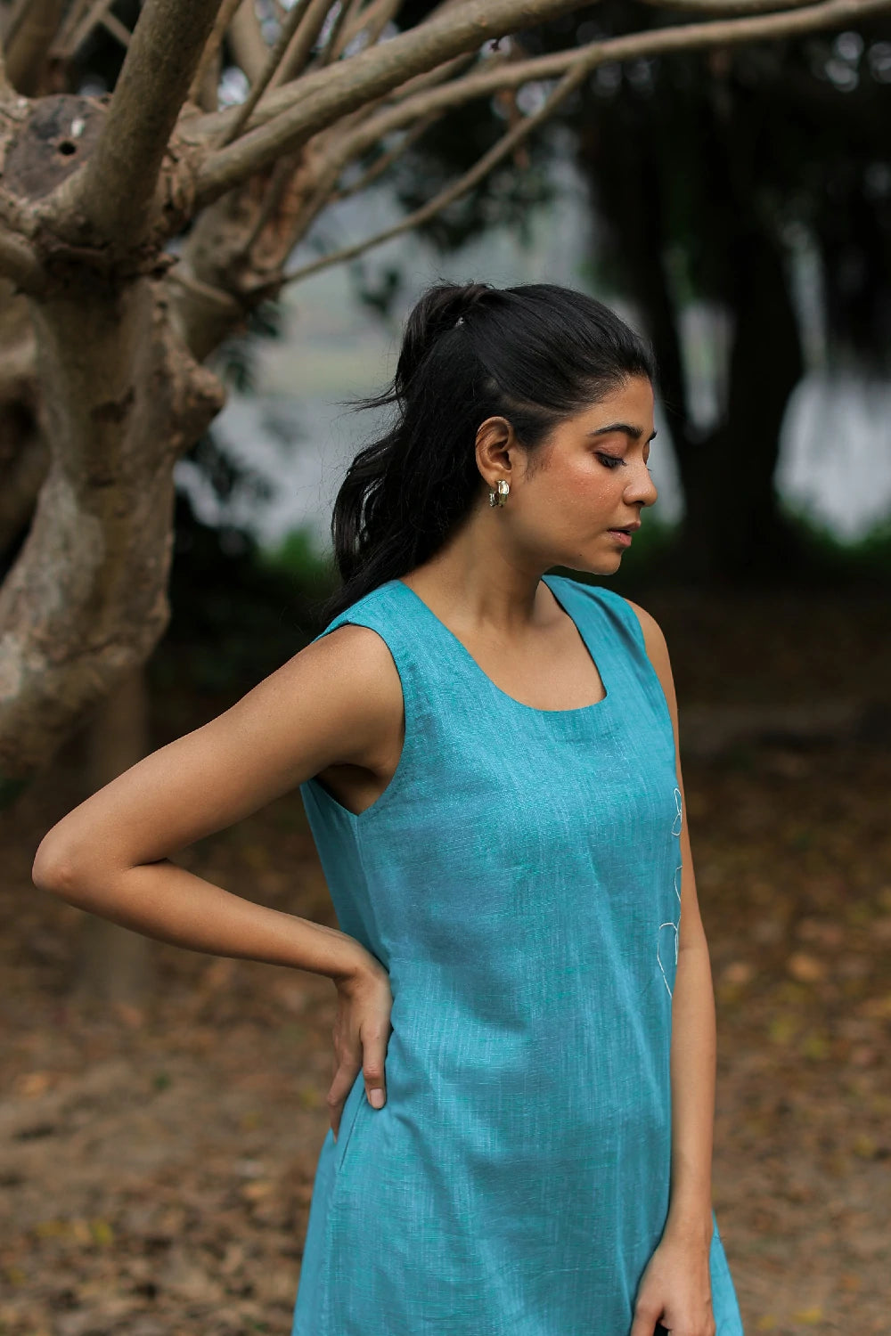 Soft Turquoise Cotton Dress for Casual and Weekend Wear