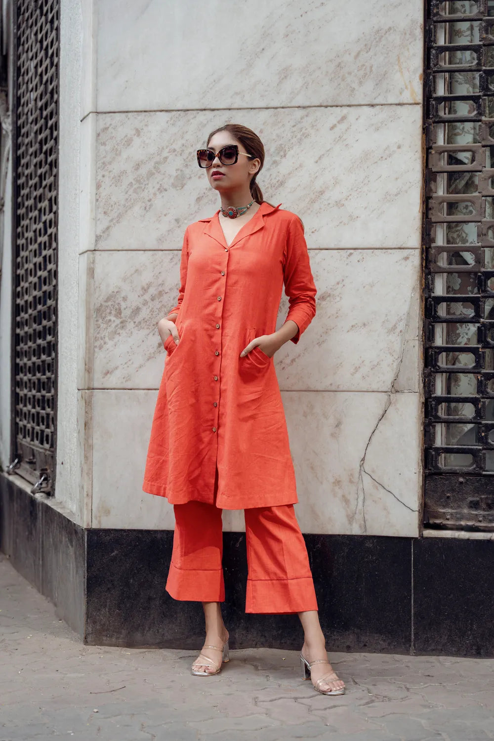 tangerine-orange-pure-cotton-co-ord-set