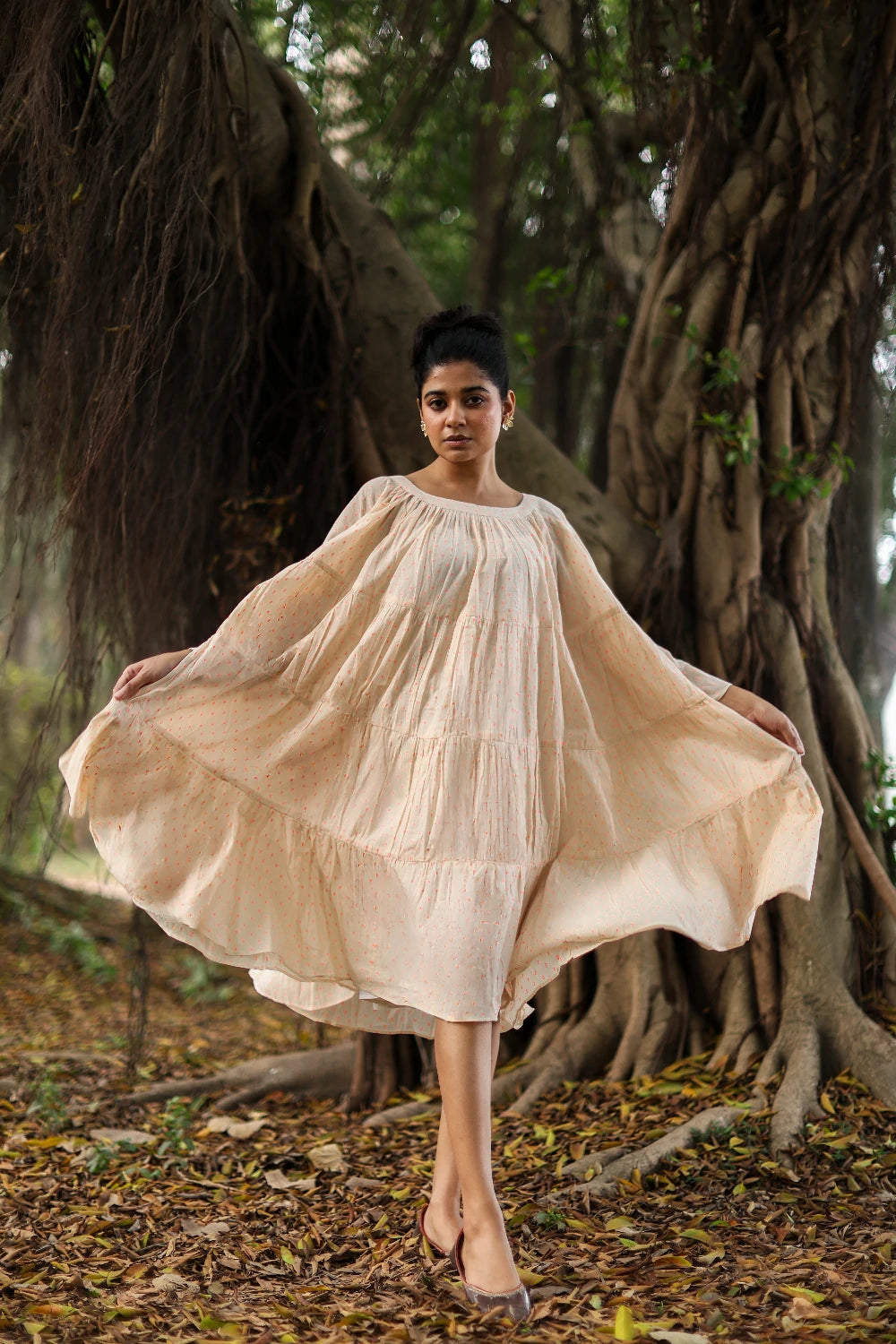 Traditional Dew Cotton Flared Dress for Ethnic Wear